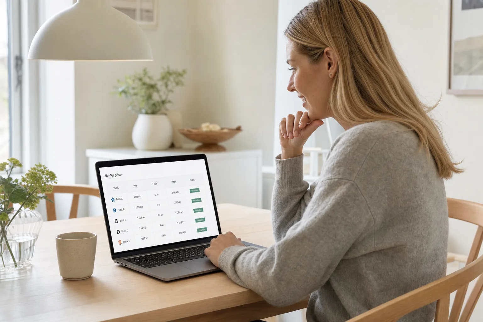 Man jämför bredbandspriser på laptop